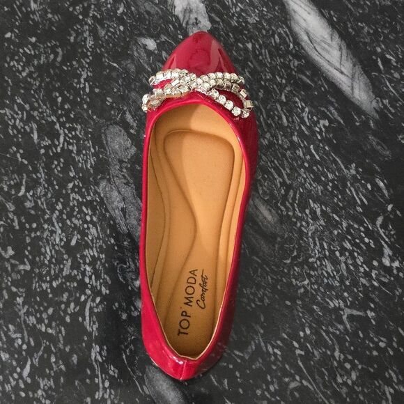 BRAND NEW TOP MODA COMFORT  with  RHINESTONE BOW WOMEN  FLAT R3 - Picture 12 of 15